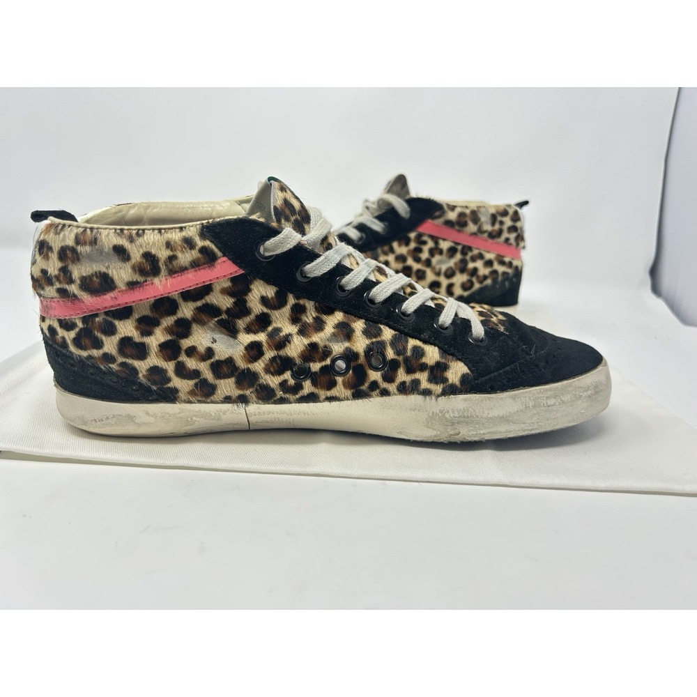Golden Goose Mid Star Leopard Pony Hair Sneakers Women's 41 US 11 Black Star - Picture 10 of 13